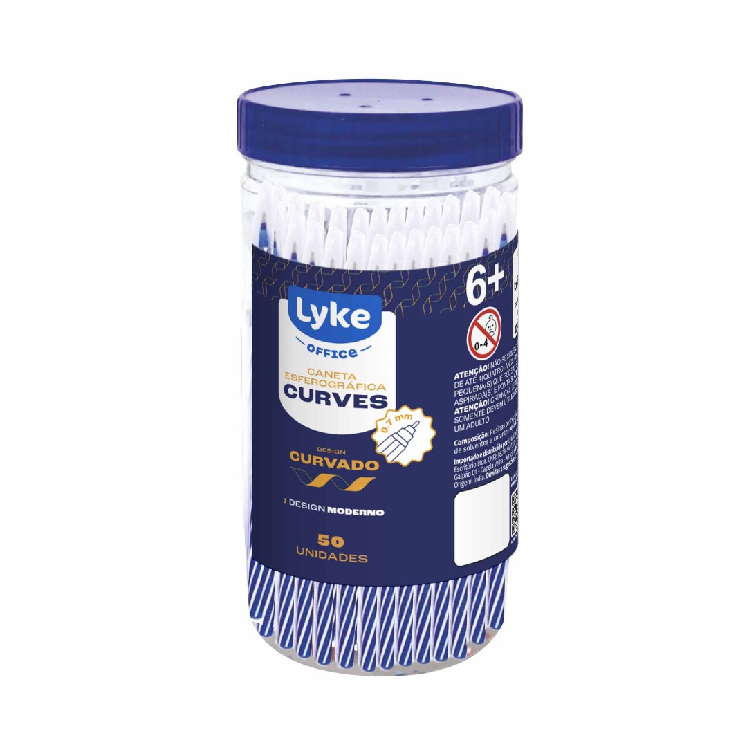 Caneta Esf. Curves - Pote - cor azul - LYKE