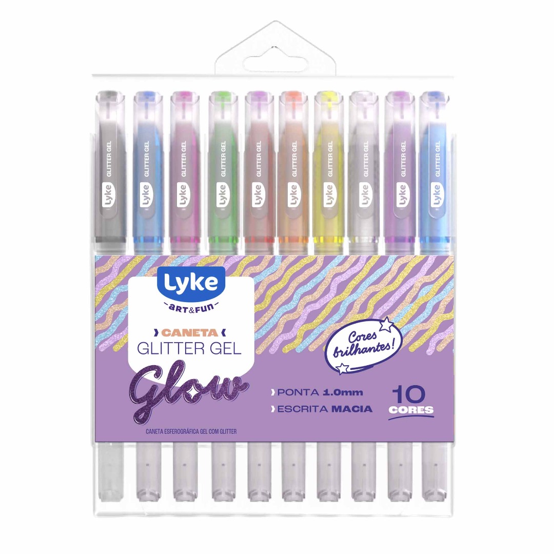 Caneta Esf. Glitter 10 cores - LYKE