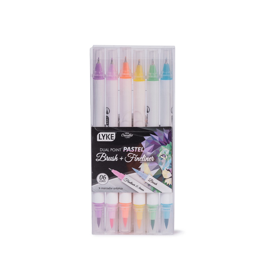Marcador Dual Point (Brush+Fine) - 6 cores - Pastel - LYKE Marcador Dual Point (Brush+Fine) - 6 cores - Pastel - LYKE