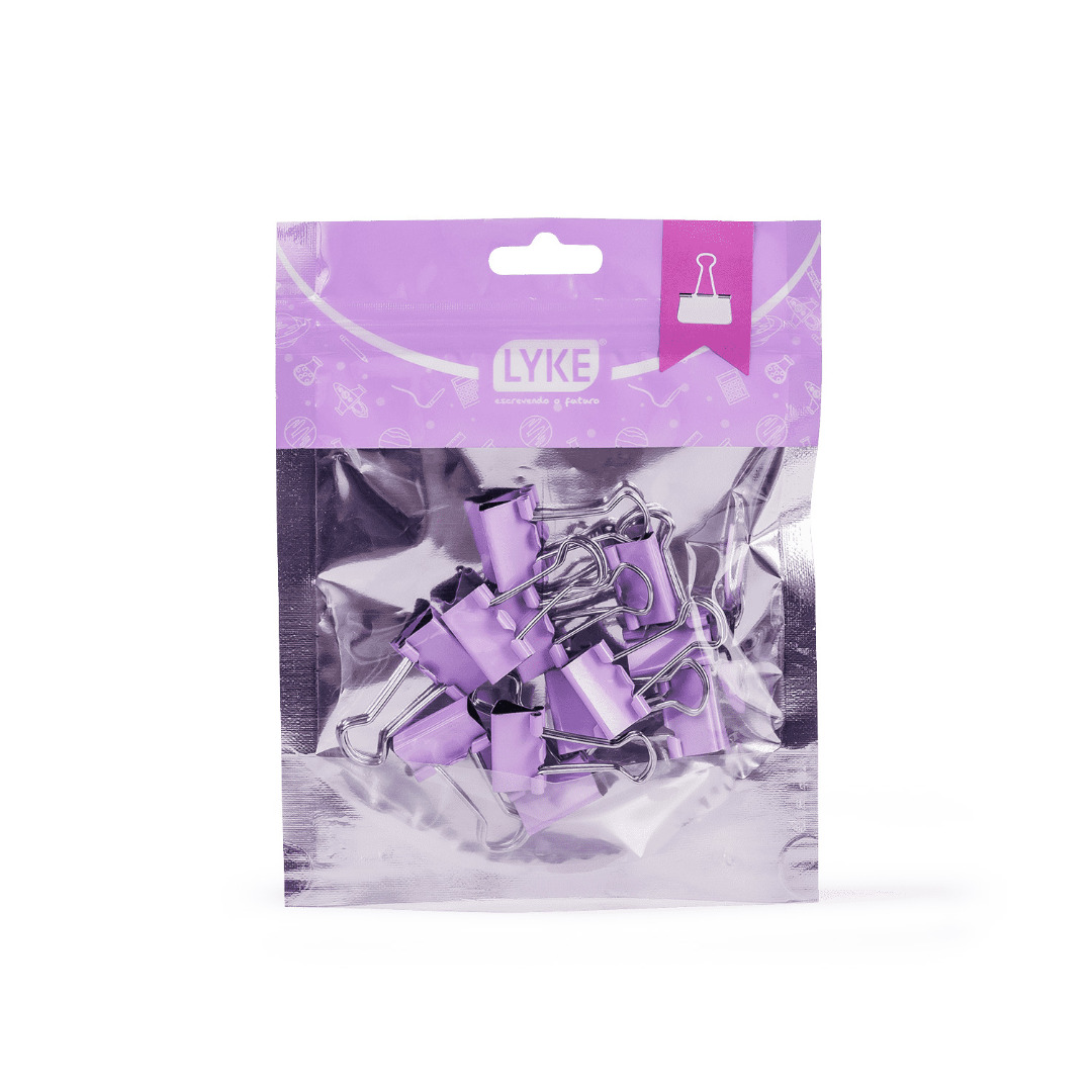 petit.lys Binder Clips roxo pastel 19mm - 12 pcs - LYKE