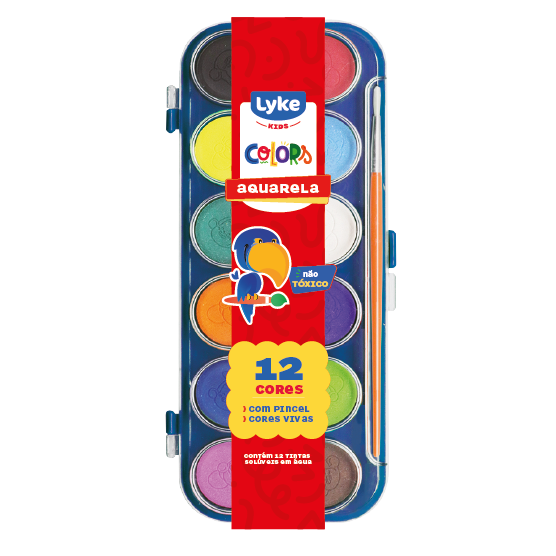 Aquarela 12 cores + Pincel - LYKE