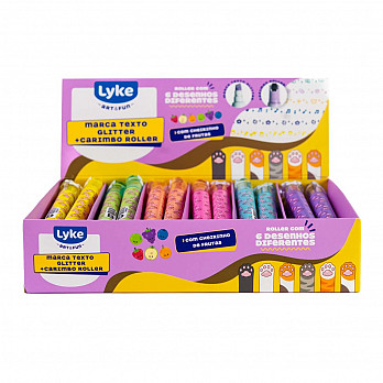 Marca Texto 2 Pontas - ROLLER+GLITTER - Display c/36 unidades