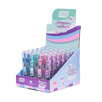 Compasso Metálico tons pastel LYKE - Display c/ 24 un
