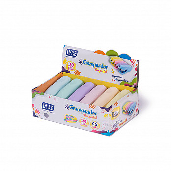 Grampeador emborrachado PASTEL p/ até 20 Fls - cx c/6 unds