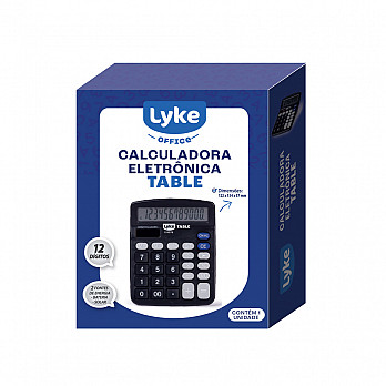 Calculadora Table LYKE 12 dígitos preta - Cx c/ 1 un