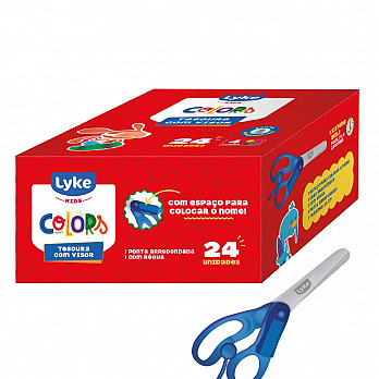 Tesoura Escolar com Visor e Mola - 13cm - Display c/ 24 unidades