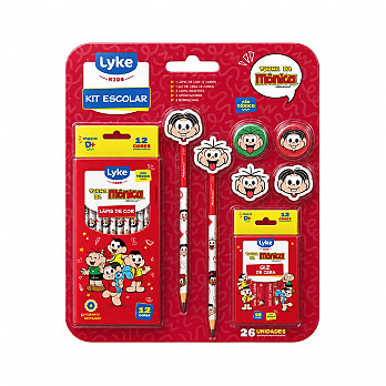 Kit Escolar 26 Peças LYKE - Turma da Mônica