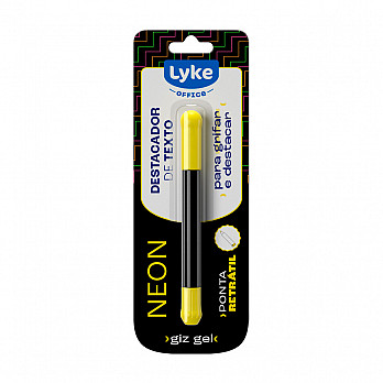 Destacador de Texto LYKE Giz Gel - Amarelo - Blister 1 un