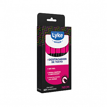 Destacador de Texto LYKE Giz Gel - Rosa - Caixa c/12 un
