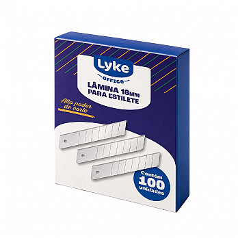 Lamina de Estilete Largo 18 mm - cx c/ 100 unds