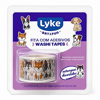 Fita Adesiva - Washi Tape - Cachorrinhos - 2,5CM - Blister