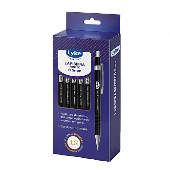 Lapiseira Protec LYKE 0.5mm - Preta - Cx c/ 12 un