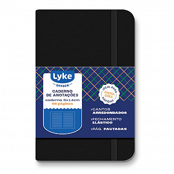 Caderno de anotações LYKE preto - 96 folhas pautadas