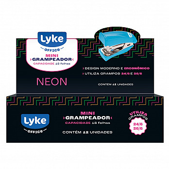 Mini Grampeador neon LYKE - Display c/ 12 un