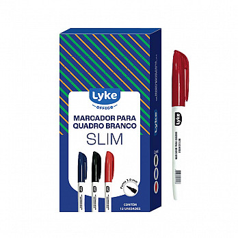 Marcador p/Quadro Branco - Slim Vermelho cx c/12 unds - ponta 1 à 2mm