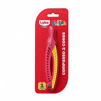 Compasso Plástico LYKE - rosa e amarelo - Blister 1 un