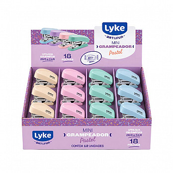 Mini Grampeador tons pastel LYKE - Display c/ 12 un