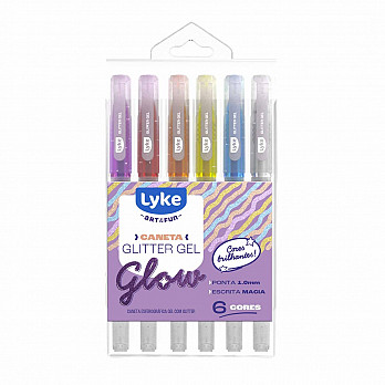Caneta Esf. Glitter 6 cores