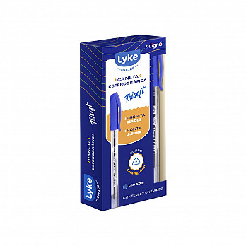 Caneta Esferográfica Trisoft LYKE Triangular 1.0mm - Azul- Caixa c/12 un