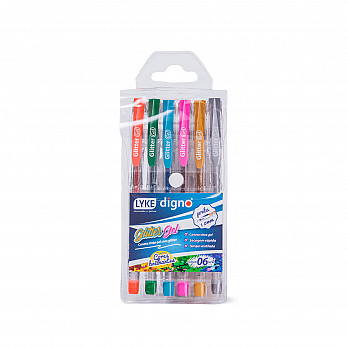 Caneta GLITTER LYKE Gel 1.0mm - 6 cores