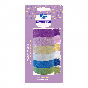 Fita Adesiva - Washi Tape Bls 6 unds (3mx15mm) - Glitter