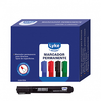 Marcador Permanente Preta - cx c/ 12 unds