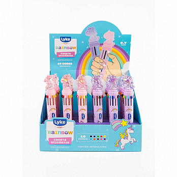 Caneta Esferográfica 10 em 1 - Unicórnio - Display c/36 unidades