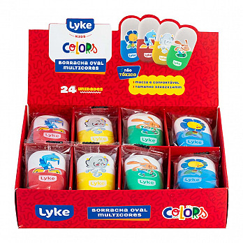 Borracha Oval Multicores - Cx com 24 unidades