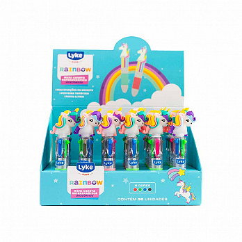 Caneta Esferográfica Mini Emborrachada - 4 em 1 - Display c/ 36 unidades