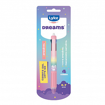 Caneta Apagável 4 em 1 - Let's Go - Blister c/ 1 unidade