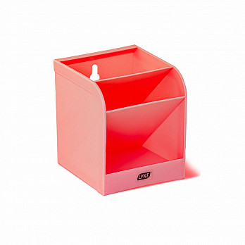Organizador de Mesa Rosa Pastel - Plástico - 3 Divisórias