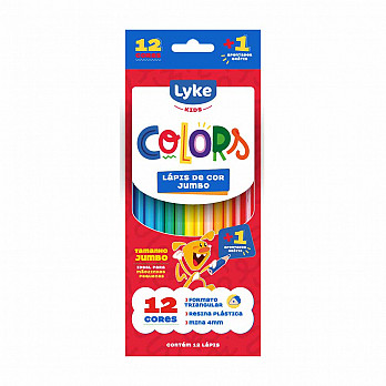 Lápis de Cor Jumbo LYKE Resina Plástica - 12 cores