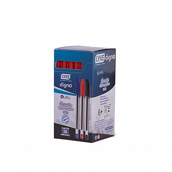 Caneta Esferográfica UNIK LYKE 1.0mm sextavado - Vermelha - Caixa c/ 50 un