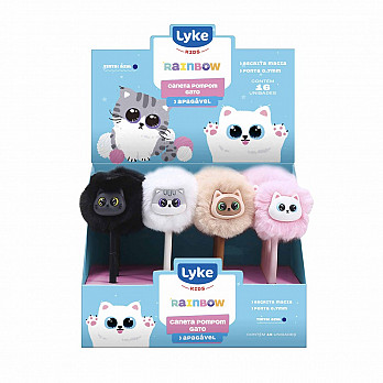 Caneta Esferográfica Gel Apagável - Pompom Gato