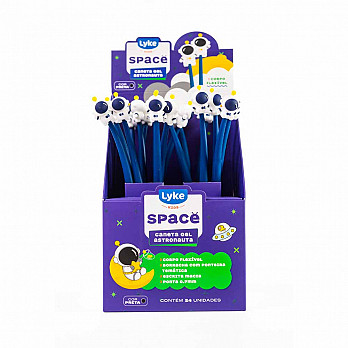 Caneta Gel Silicone - Astronauta - Display c/ 24 unidades