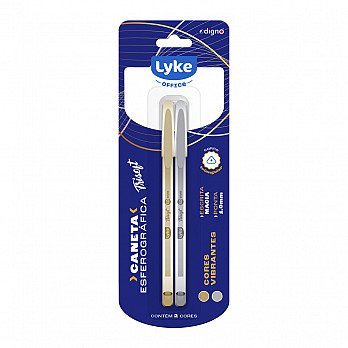 Caneta Esferográfica Trisoft LYKE - Triangular - 1.0mm - Blister c/ 2 un - Cores: Prata / Dourada