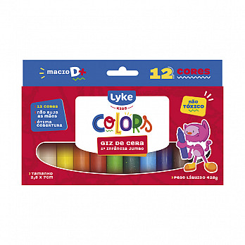 Giz de Cera Jumbo - 12 cores - 25X70CM
