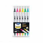 Marcador Dual Point (Brush+Fine) - 6 cores - Neon