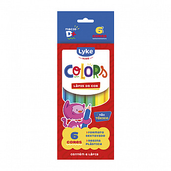 Lápis 06 cores Curto Resina Plástica