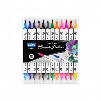 Marcador Dual Point (Brush+Fine) - 12 cores