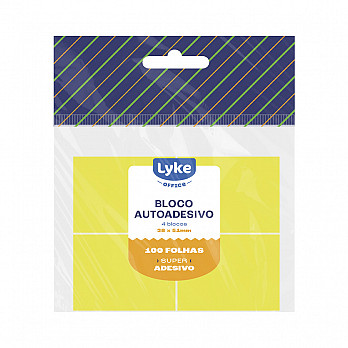 Bloco Recado Autoadesivo 38x51mm - Amarelo 100fls c/ 4