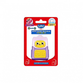 Apontador Mochila + Borracha - Blister c/ 1 unidade