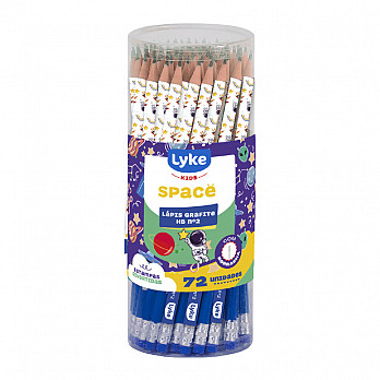 Lápis Grafite HB nº 2 Space LYKE c/ borracha - Pote c/ 72 un