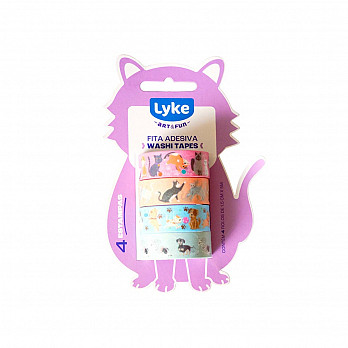 Fita Adesiva - Washi Tape - Blister Gatinho - Mix estampas