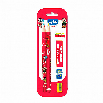 Kit Lápis Jumbo Arco-Íris LYKE - Turma da Mônica - C/ 3 peças (Blister) - Madeira reflorestada