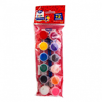 Tinta Acrílica 3ml - 12 cores + 1 pincel