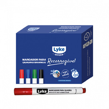 Marcador p/ Quadro Branco recarregável Vermelho - Cx c/ 12 un.