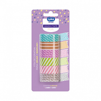Fita Adesiva - Washi Tape Bls 6 unds (3mx15mm) - Poa