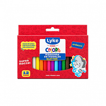 Massinha de Modelar LYKE c/ glitter 160g - 12 cores