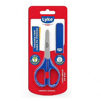 Tesoura Escolar com Capa e Trava - 13cm